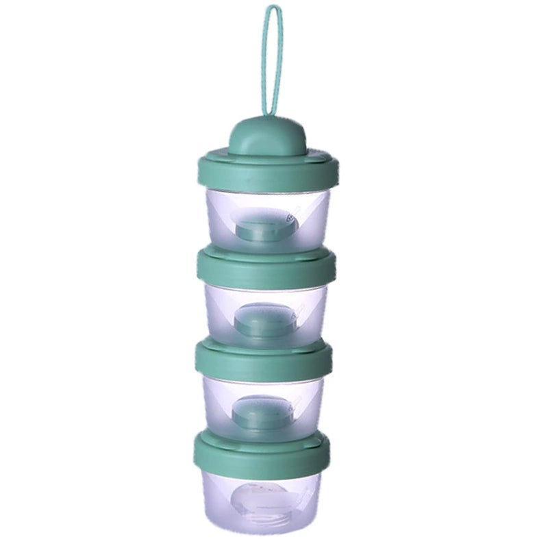 IENYPA 4 Layers Baby Milk Powder Formula Dispenser on The go, Baby Formula Containers for Travel, Formula Holder Mixer, Baby Feeding Snack Storage Container, Portable, Stackable, Non-Spill, BPA-Free - Image 1